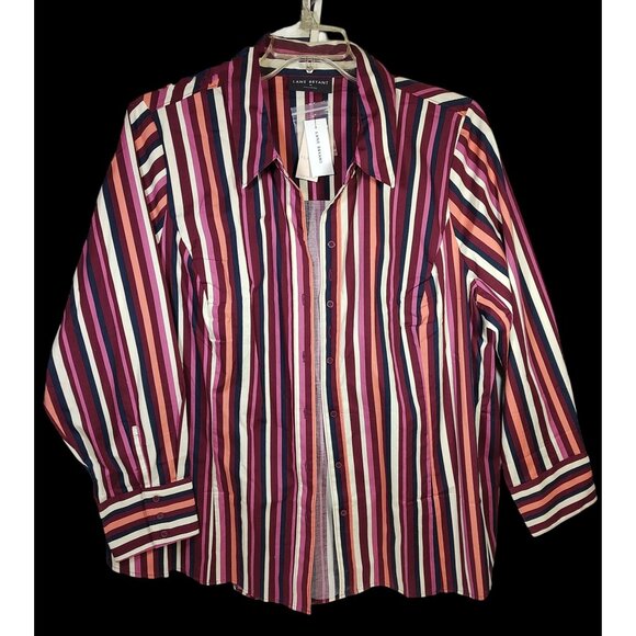 Lane Bryant Classic Long-Sleeve Collar Button-Front No-Peek Girlfriend Shirt NWT - Picture 2 of 10